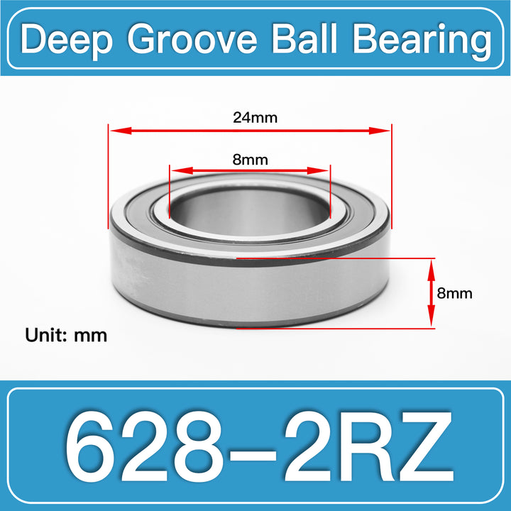 628-2RZ Deep Groove Ball Bearings dimension drawing
