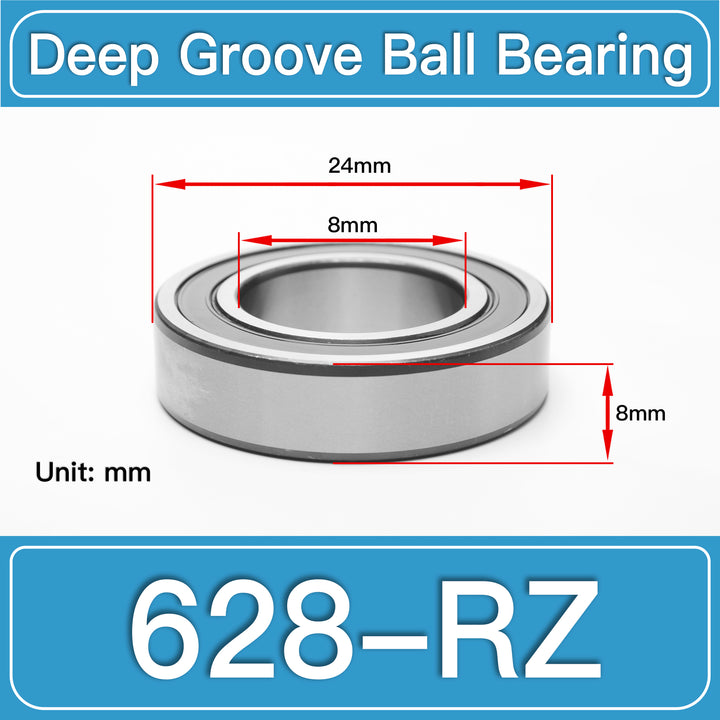628-RZ Deep Groove Ball Bearings dimension drawing