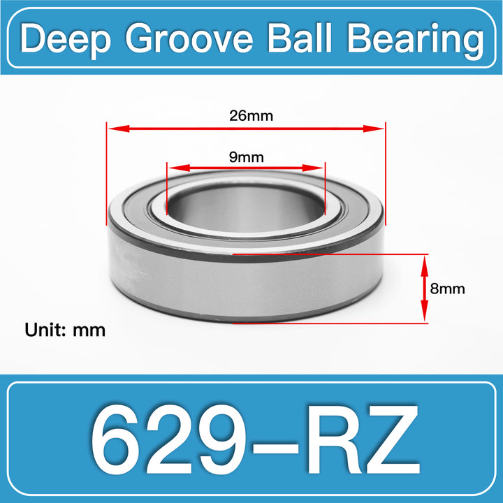 629-RZ Deep Groove Ball Bearings dimension drawing