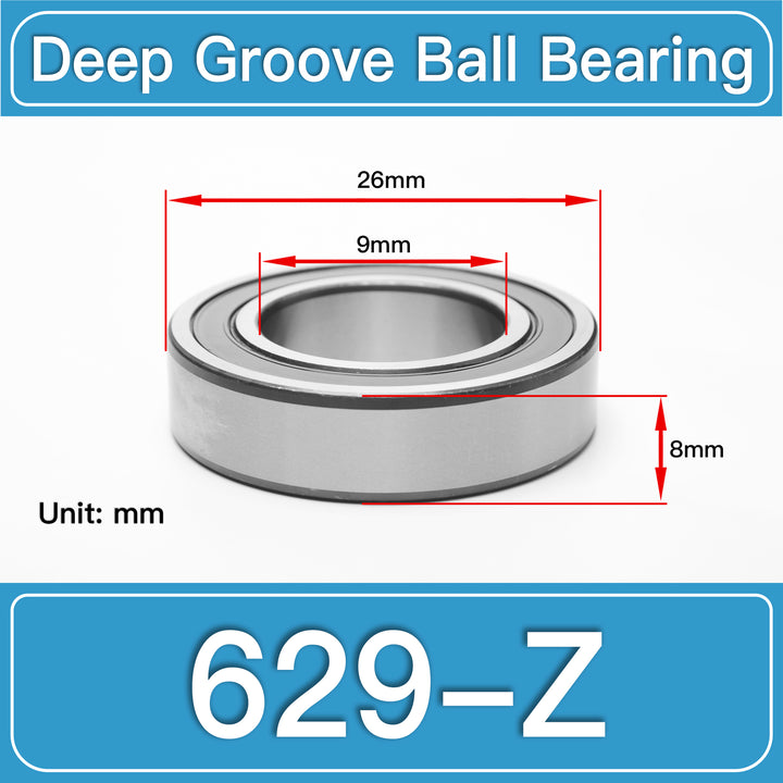 629-Z Deep Groove Ball Bearings dimension drawing