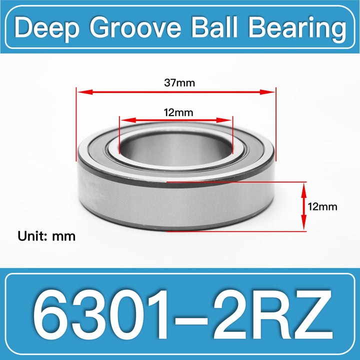 6301-2RZ Deep Groove Ball Bearings dimension drawing