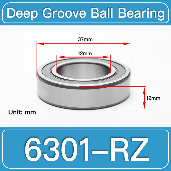 6301-RZ Deep Groove Ball Bearings dimension drawing