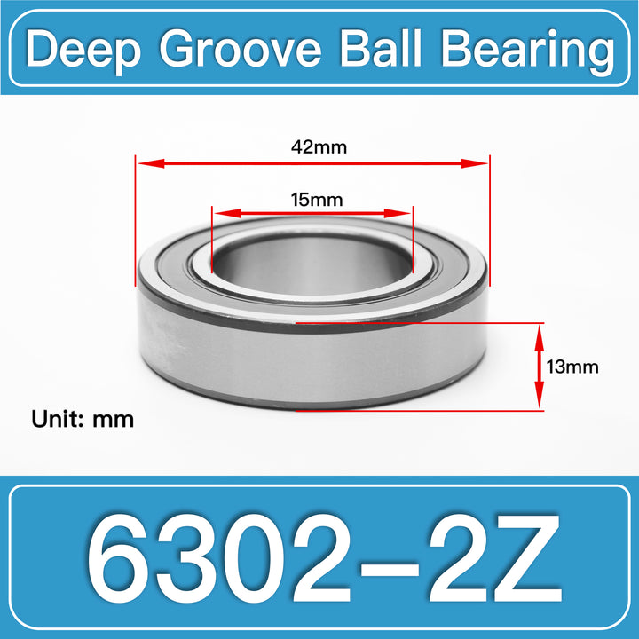 6302-2Z Deep Groove Ball Bearings dimension drawing