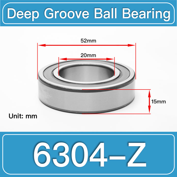 6304-Z Deep Groove Ball Bearings dimension drawing