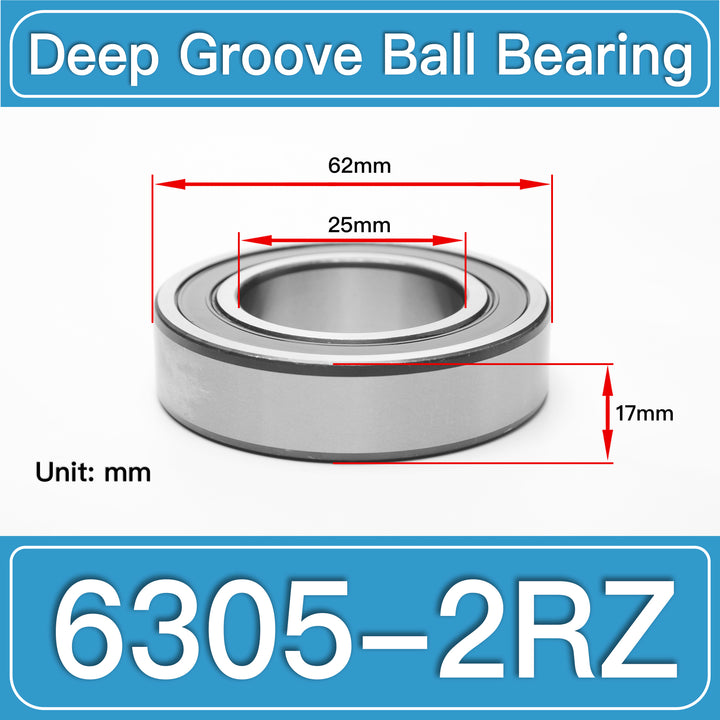 6305-2RZ Deep Groove Ball Bearings dimension drawing
