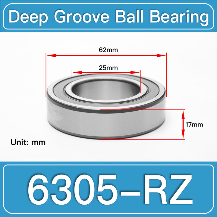6305-RZ Deep Groove Ball Bearings dimension drawing