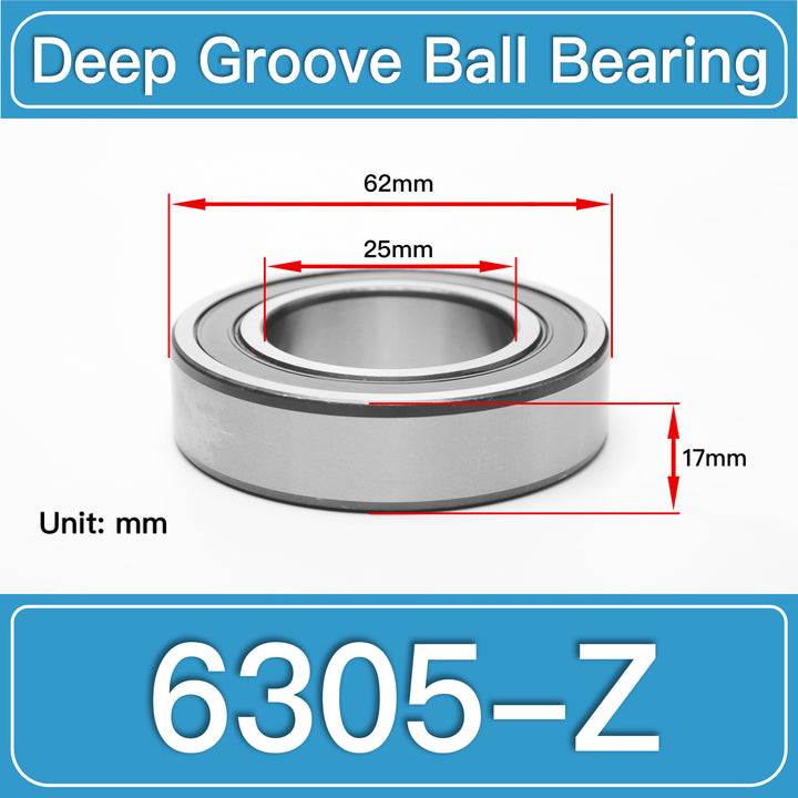 6305-Z Deep Groove Ball Bearings dimension drawing