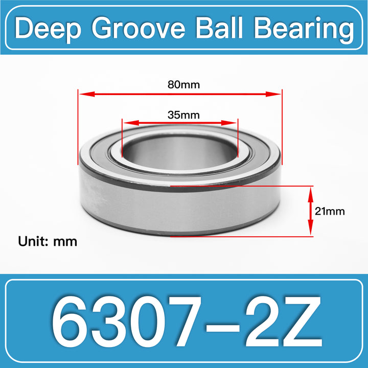 6307-2Z Deep Groove Ball Bearings dimension drawing