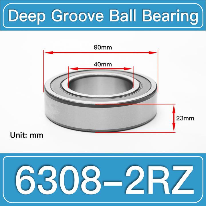 6308-2RZ Deep Groove Ball Bearings dimension drawing