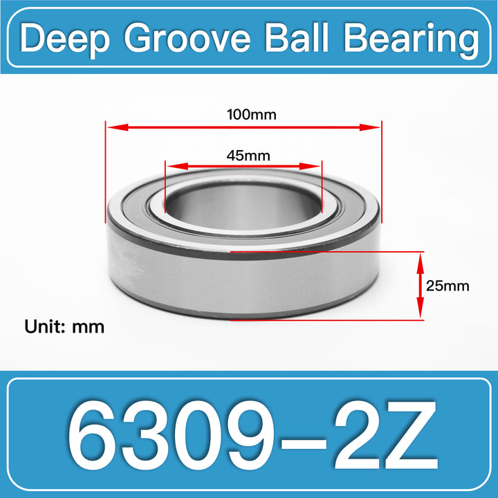 6309-2Z Deep Groove Ball Bearings dimension drawing