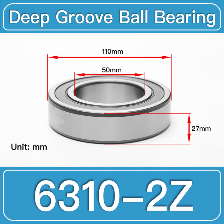 6310-2Z Deep Groove Ball Bearings dimension drawing