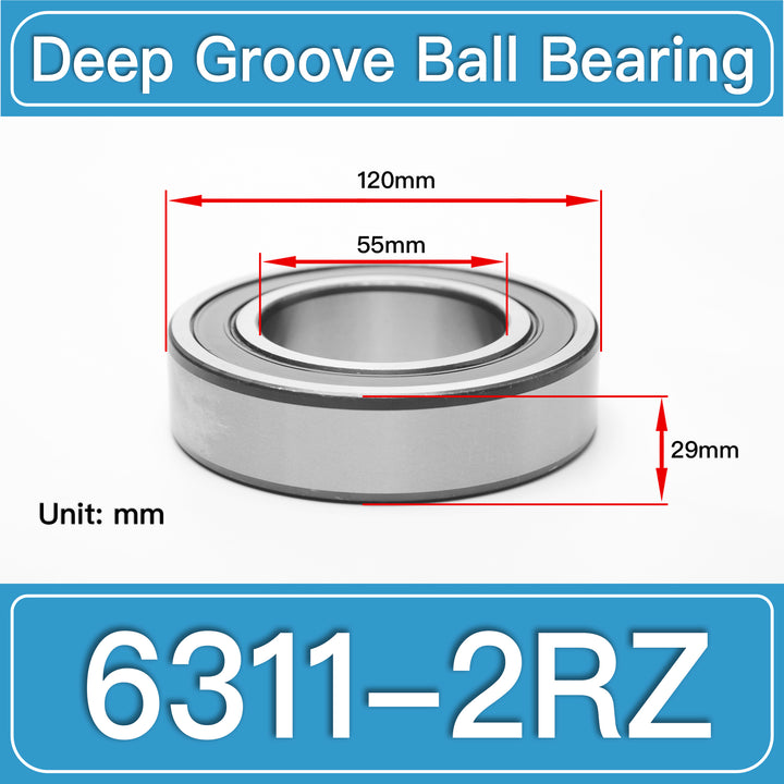 6311-2RZ Deep Groove Ball Bearings dimension drawing