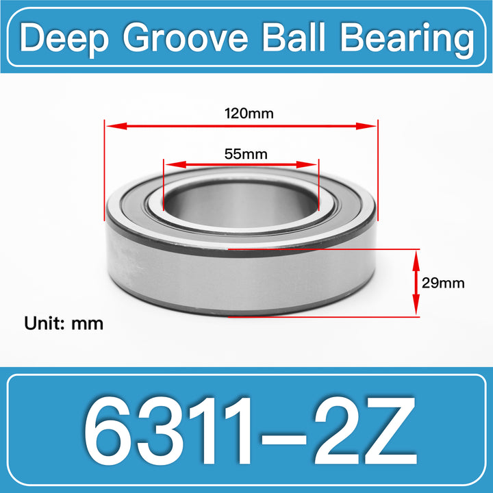 6311-2Z Deep Groove Ball Bearings dimension drawing