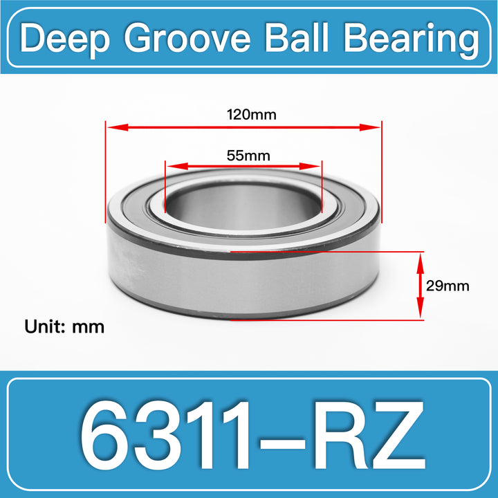 6311-RZ Deep Groove Ball Bearings dimension drawing