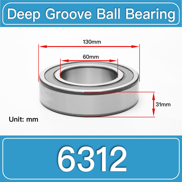 6312 Deep Groove Ball Bearings dimension drawing