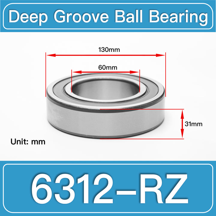 6312-RZ Deep Groove Ball Bearings dimension drawing