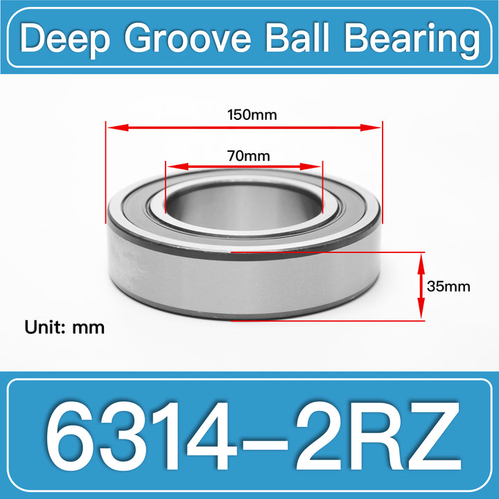 6314-2RZ Deep Groove Ball Bearings dimension drawing