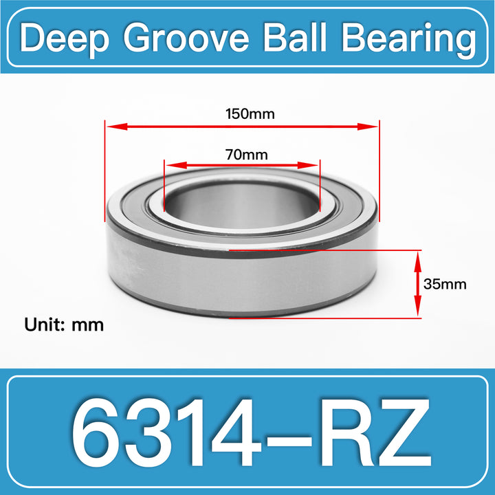6314-RZ Deep Groove Ball Bearings dimension drawing