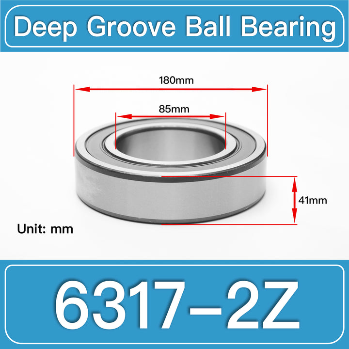 6317-2Z Deep Groove Ball Bearings dimension drawing