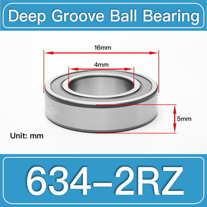 634-2RZ Deep Groove Ball Bearings dimension drawing
