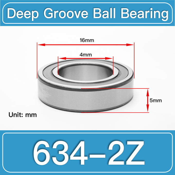 634-2Z Deep Groove Ball Bearings dimension drawing