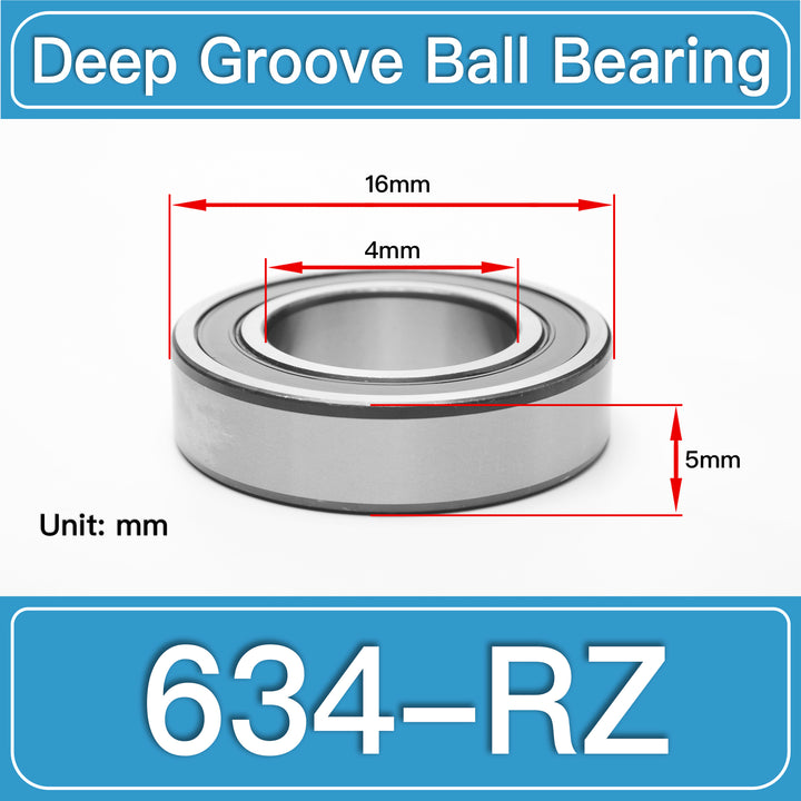 634-RZ Deep Groove Ball Bearings dimension drawing