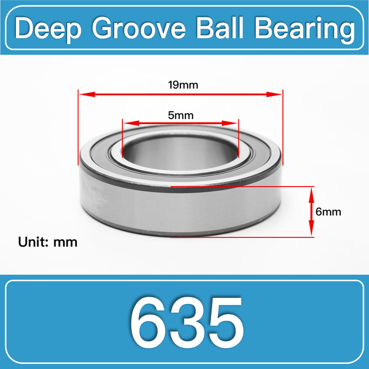 635 Deep Groove Ball Bearings dimension drawing
