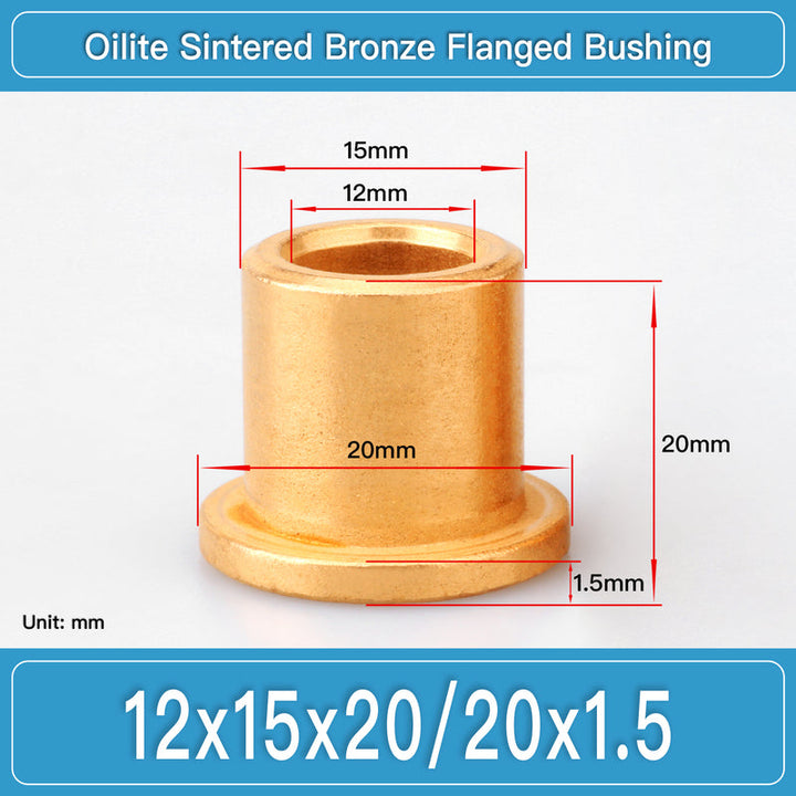 BBF12X15X20-20X1.5 Oilite Sintered Bronze Flanged Bushings dimension drawing