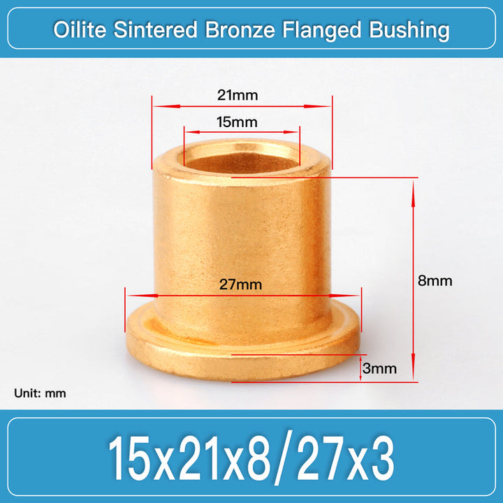 BBF15X21X8-27X3 Oilite Sintered Bronze Flanged Bushings dimension drawing