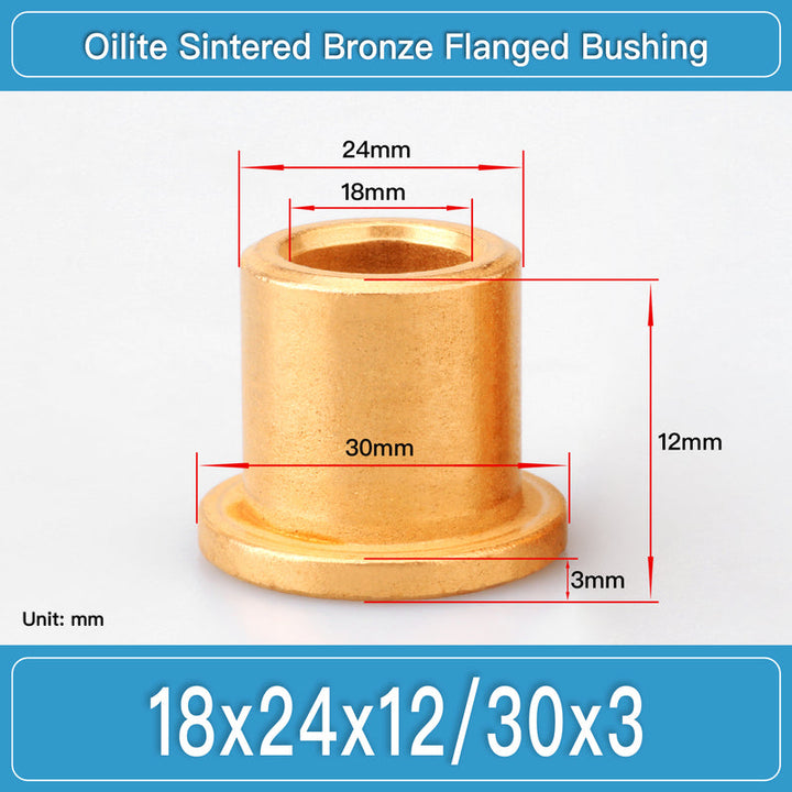 BBF18X24X12-30X3 Oilite Sintered Bronze Flanged Bushings dimension drawing