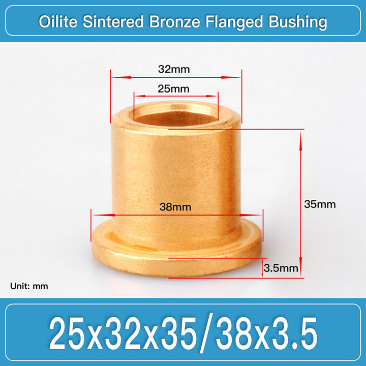 BBF25X32X35-38X3.5 Oilite Sintered Bronze Flanged Bushings dimension drawing
