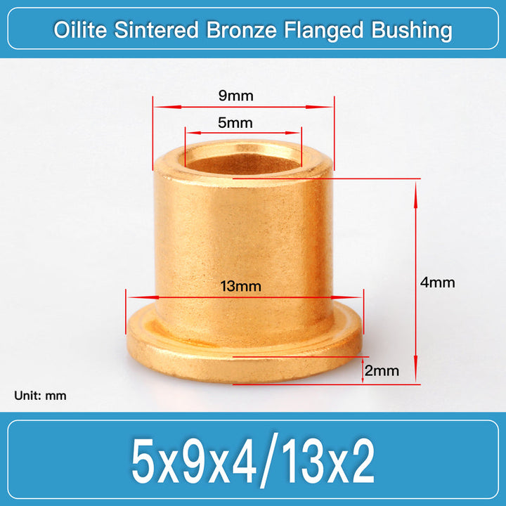 BBF5X9X4-13X2 Oilite Sintered Bronze Flanged Bushings dimension drawing