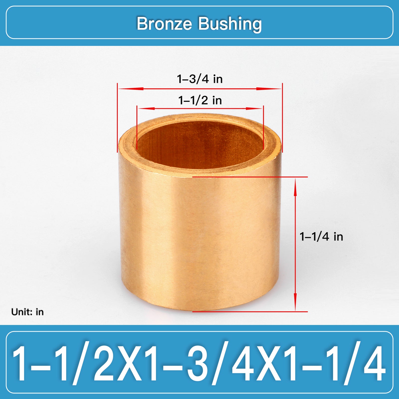 BRB-1-1_2X1-3_4X1-1_4 Inch Oil-Impregnated Bronze Sleeve Bushings dimension drawing