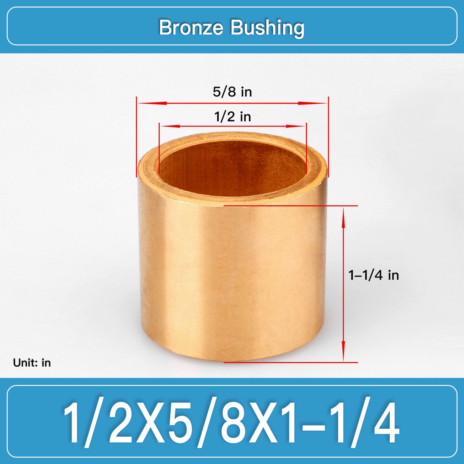 BRB-1_2X5_8X1-1_4 Inch Oil-Impregnated Bronze Sleeve Bushings dimension drawing