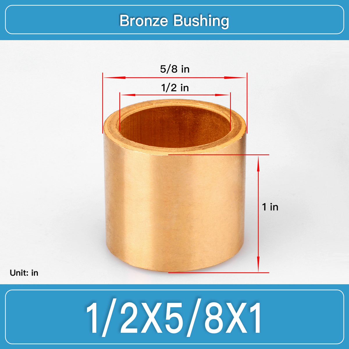 BRB-1_2X5_8X1 Inch Oil-Impregnated Bronze Sleeve Bushings dimension drawing