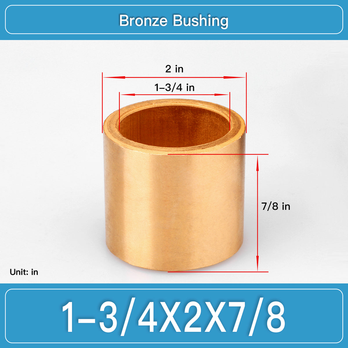 BRB-1-3_4X2X7_8 Inch Oil-Impregnated Bronze Sleeve Bushings dimension drawing