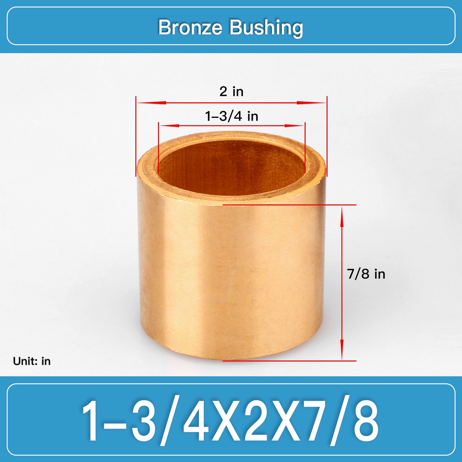 BRB-1-3_4X2X7_8 Inch Oil-Impregnated Bronze Sleeve Bushings dimension drawing