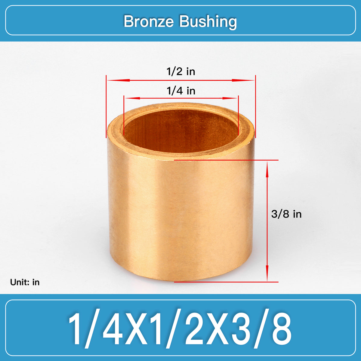 BRB-1_4X1_2X3_8 Inch Oil-Impregnated Bronze Sleeve Bushings dimension drawing
