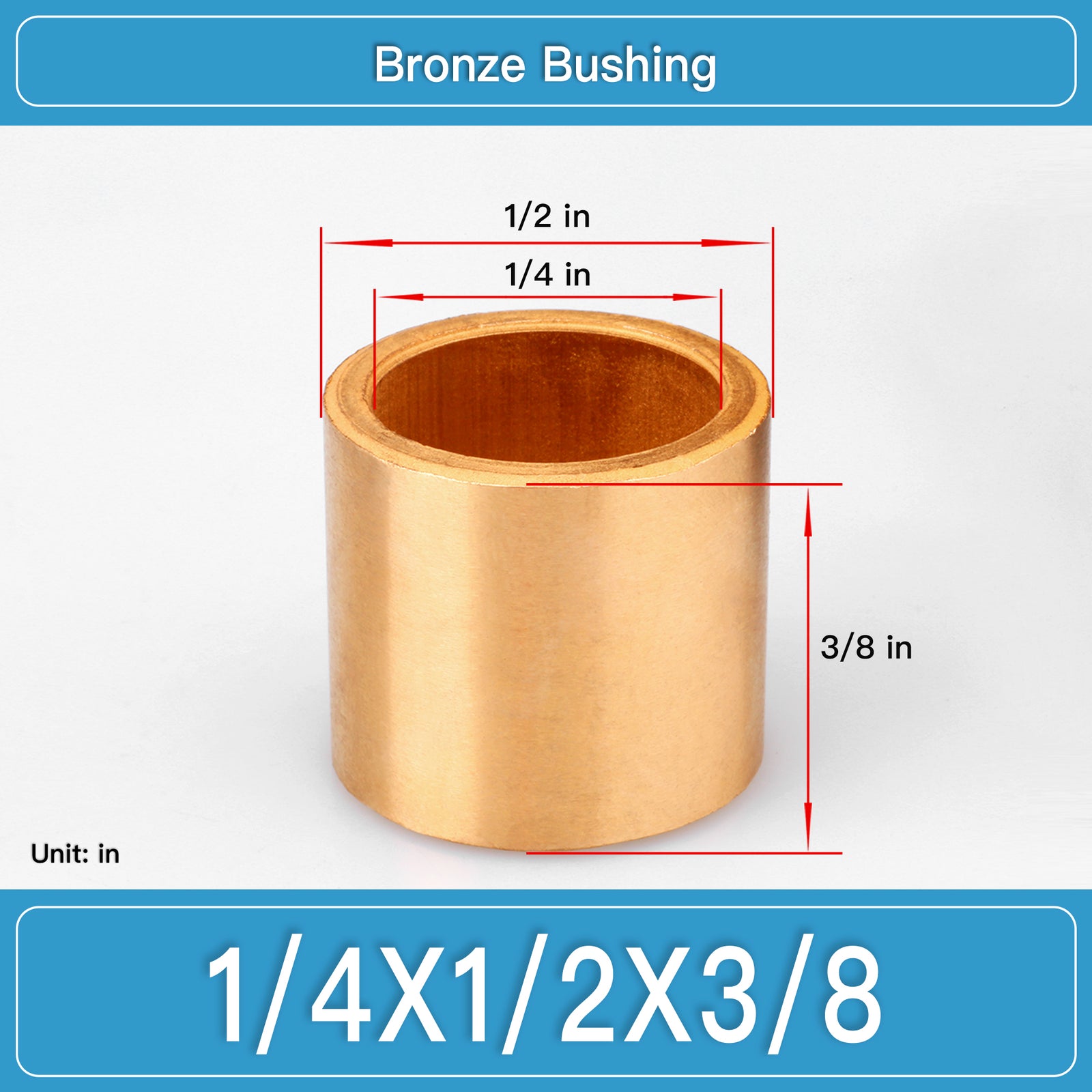 BRB-1_4X1_2X3_8 Inch Oil-Impregnated Bronze Sleeve Bushings dimension drawing