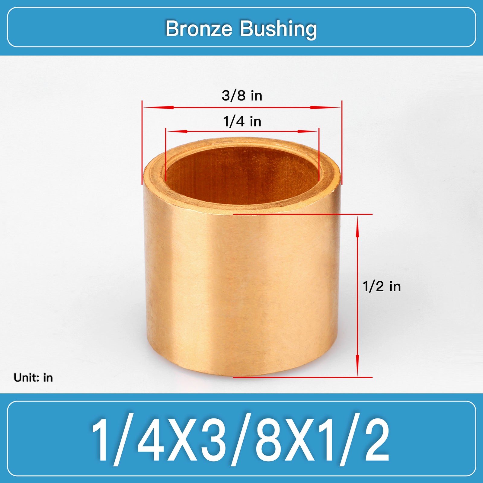 BRB-1_4X3_8X1_2 Inch Oil-Impregnated Bronze Sleeve Bushings dimension drawing