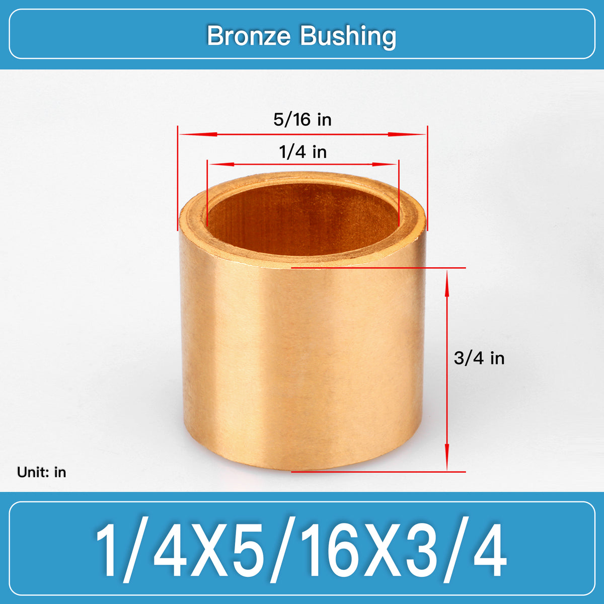 BRB-1_4X5_16X3_4 Inch Oil-Impregnated Bronze Sleeve Bushings dimension drawing