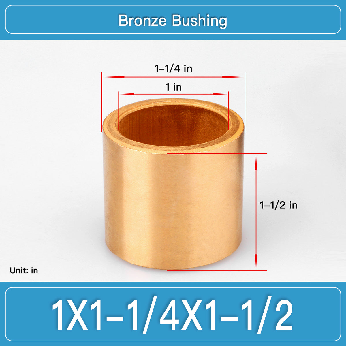 BRB-1X1-1_4X1-1_2 Inch Oil-Impregnated Bronze Sleeve Bushings dimension drawing