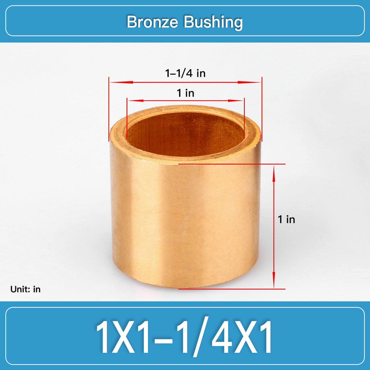 BRB-1X1-1_4X1 Inch Oil-Impregnated Bronze Sleeve Bushings dimension drawing