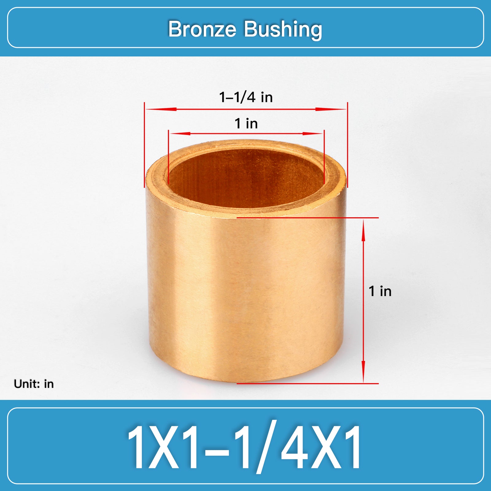 BRB-1X1-1_4X1 Inch Oil-Impregnated Bronze Sleeve Bushings dimension drawing