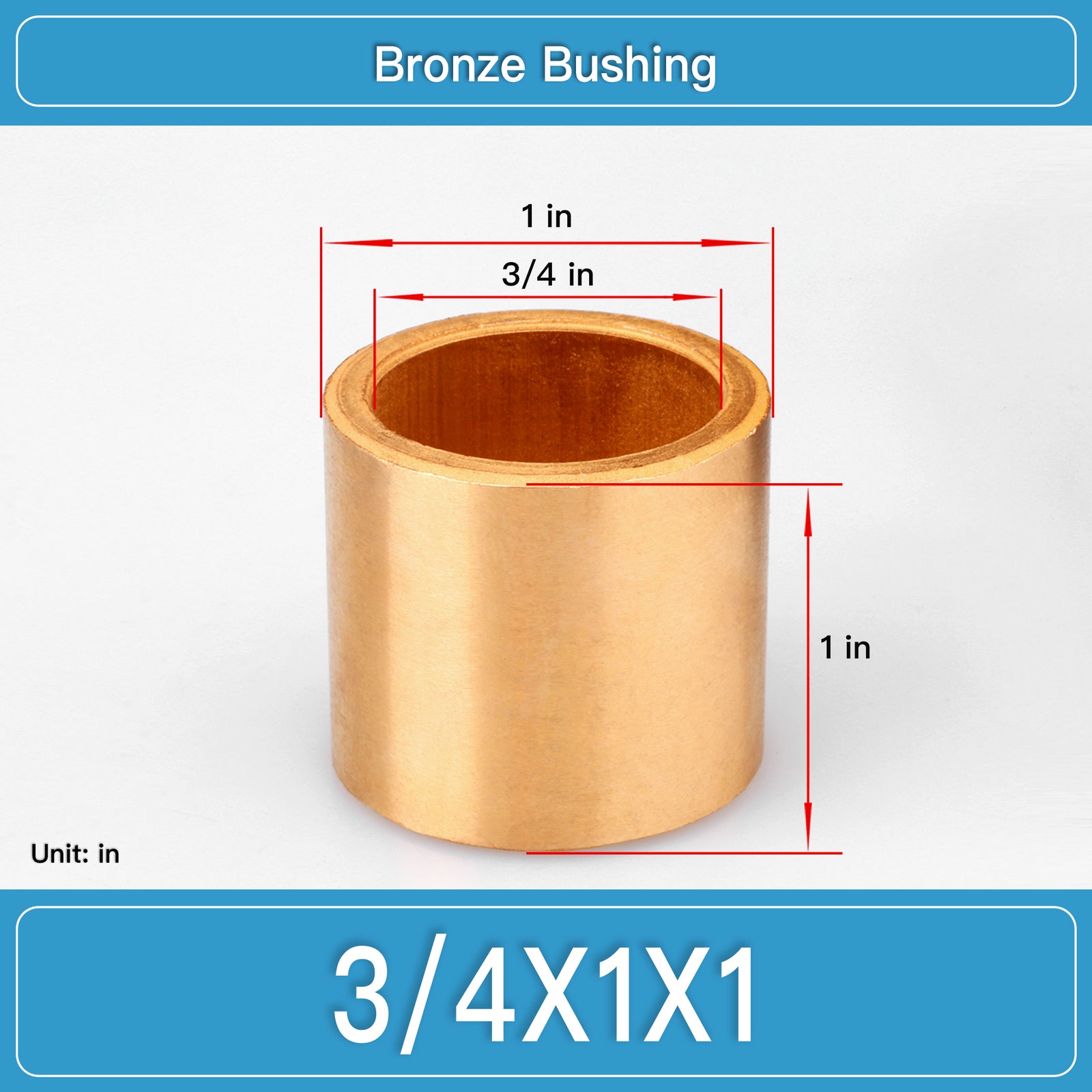 BRB-3_4X1X1 Inch Oil-Impregnated Bronze Sleeve Bushings dimension drawing