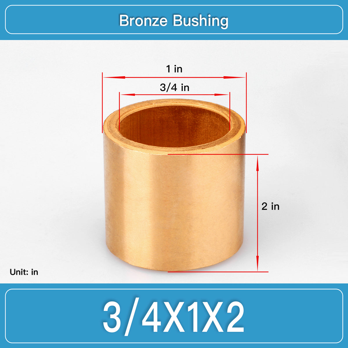 BRB-3_4X1X2 Inch Oil-Impregnated Bronze Sleeve Bushings dimension drawing