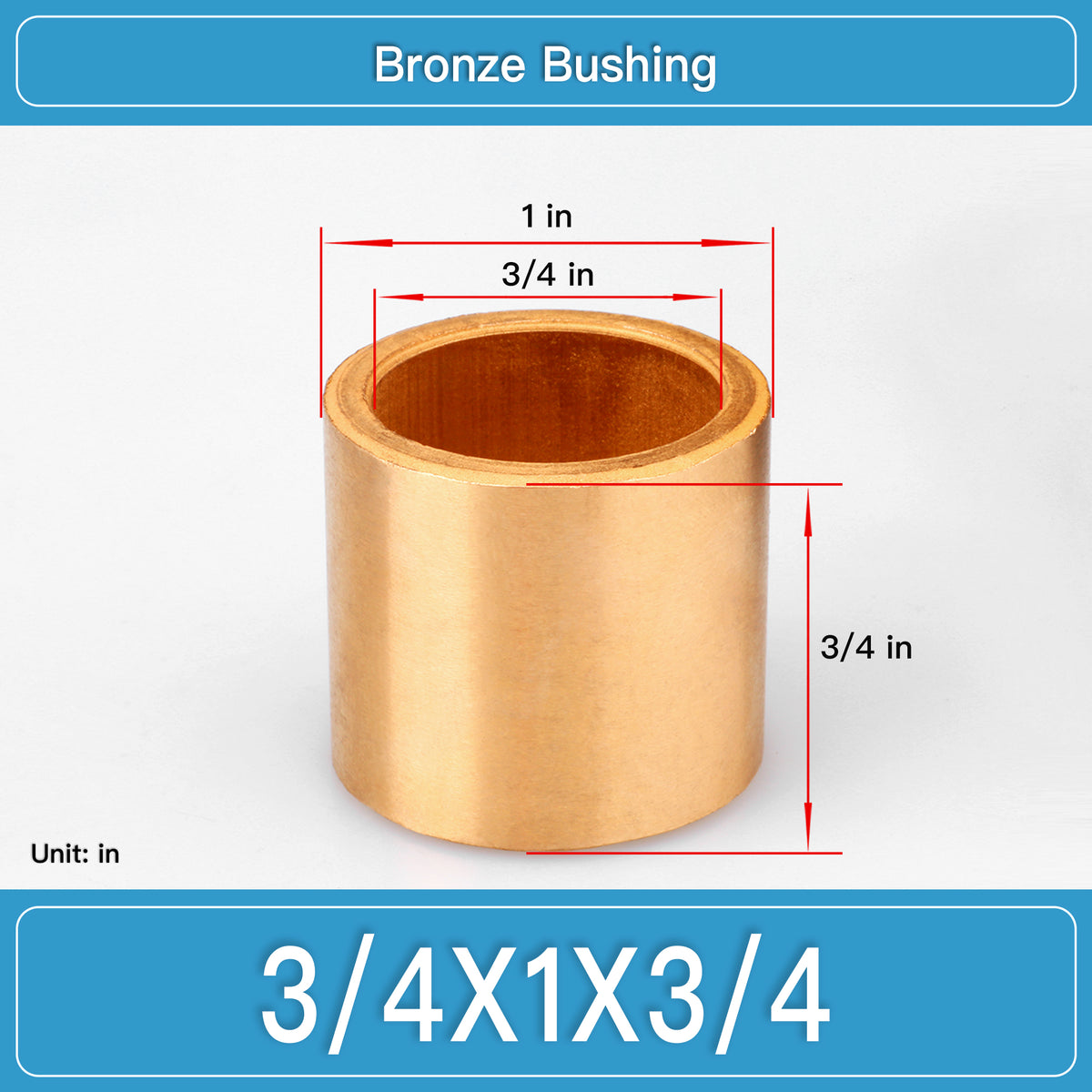 BRB-3_4X1X3_4 Inch Oil-Impregnated Bronze Sleeve Bushings dimension drawing
