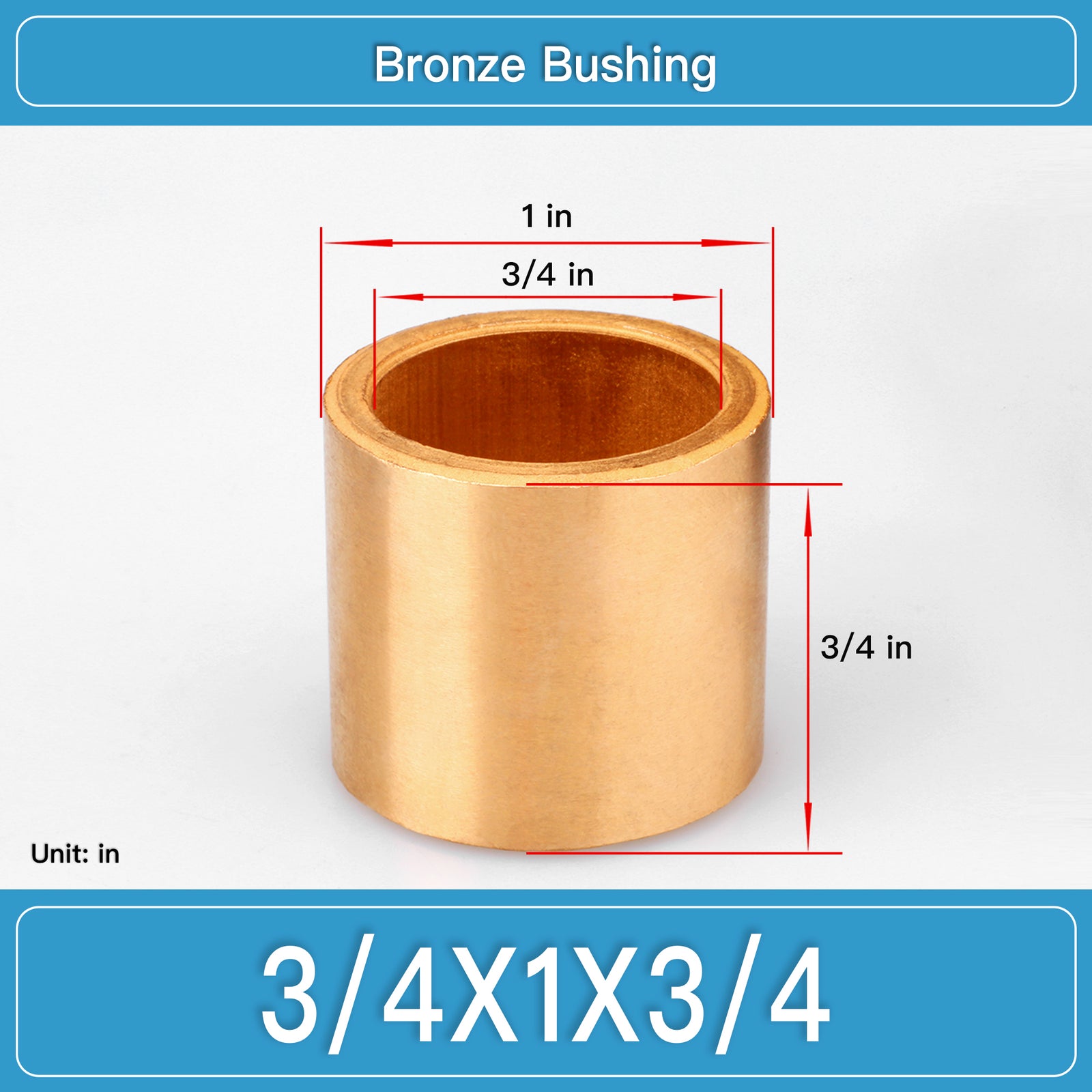 BRB-3_4X1X3_4 Inch Oil-Impregnated Bronze Sleeve Bushings dimension drawing