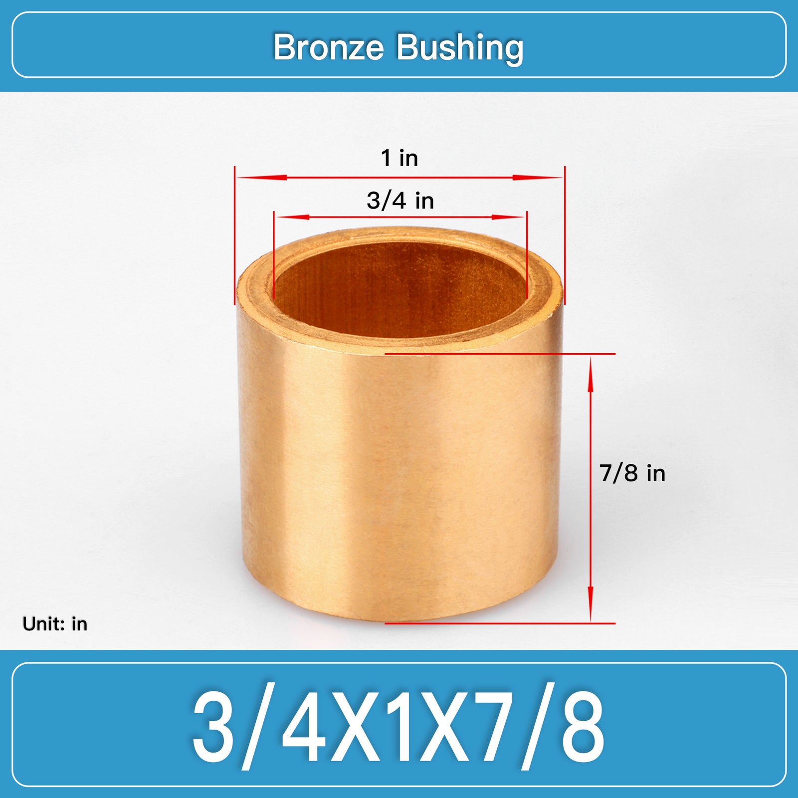 BRB-3_4X1X7_8 Inch Oil-Impregnated Bronze Sleeve Bushings dimension drawing