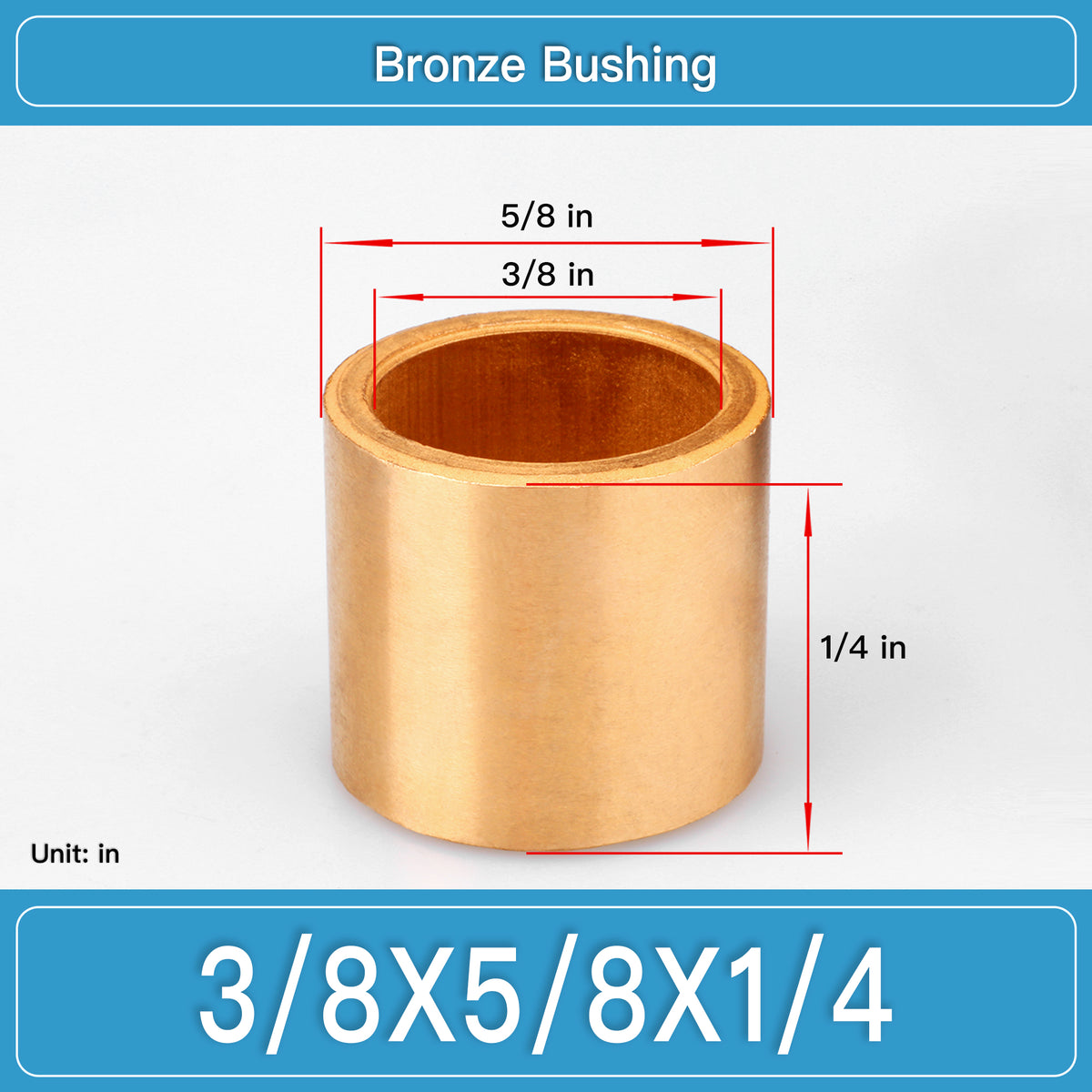 BRB-3_8X5_8X1_4 Inch Oil-Impregnated Bronze Sleeve Bushings dimension drawing
